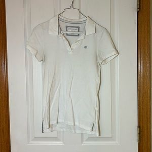 White polo shorts sleeve T-shirt, size M with a collar